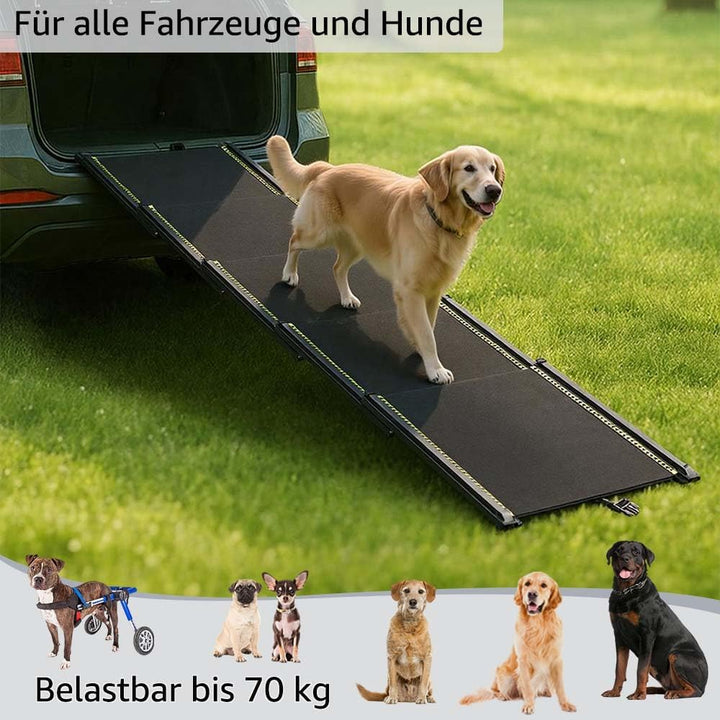 unipaws 190 cm extra Lange Hunderampe für Auto, SUV &amp; LKW, ausziehbare tragbare Haustier-Treppenramp