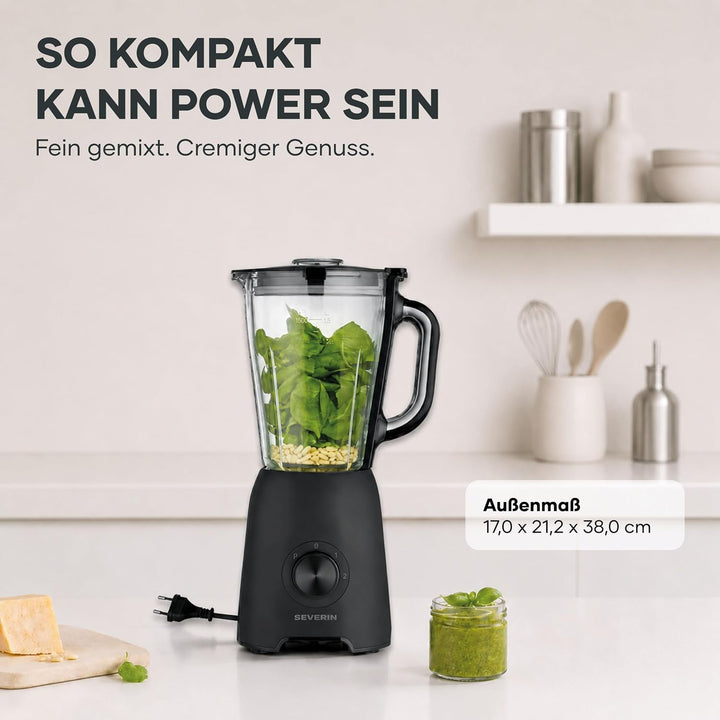 Severin Standmixer, Smoothie Maker, Blender elektrisch, 1,5L, 2 Stufen, Impulsfunktion, spülmaschine