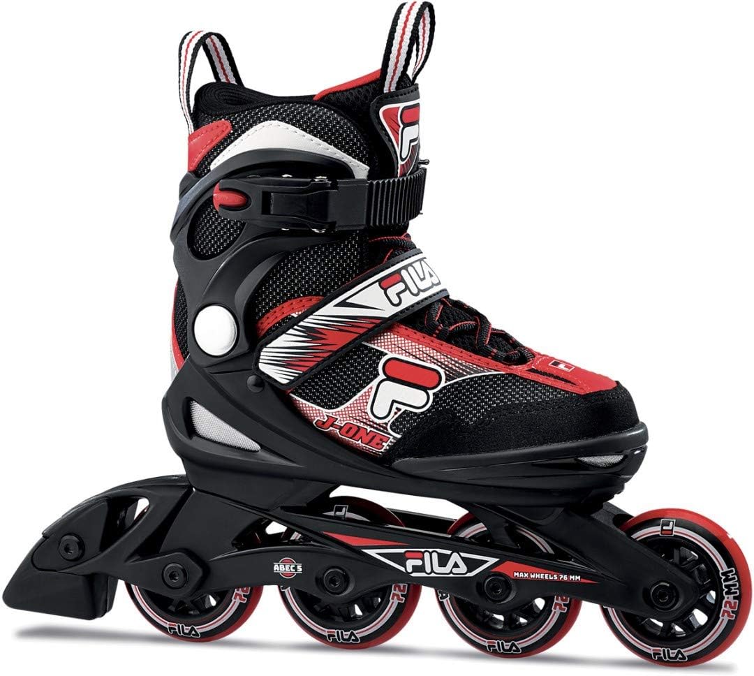 FILA Jungen J-ONE Combo I 3 Set Skate &amp; Schützer &amp; Helm I grössenverstellbar I schwarz/rot S (28-32)