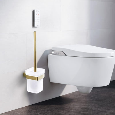 WOMAO Toilettenbürste Gold Edelstahl Wandmontage klobürste Silikon Toilettenbürstenhalter Gebürstet