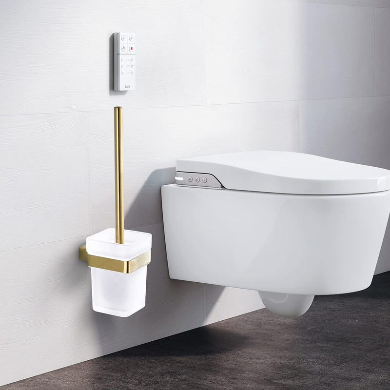 WOMAO Toilettenbürste Gold Edelstahl Wandmontage klobürste Silikon Toilettenbürstenhalter Gebürstet
