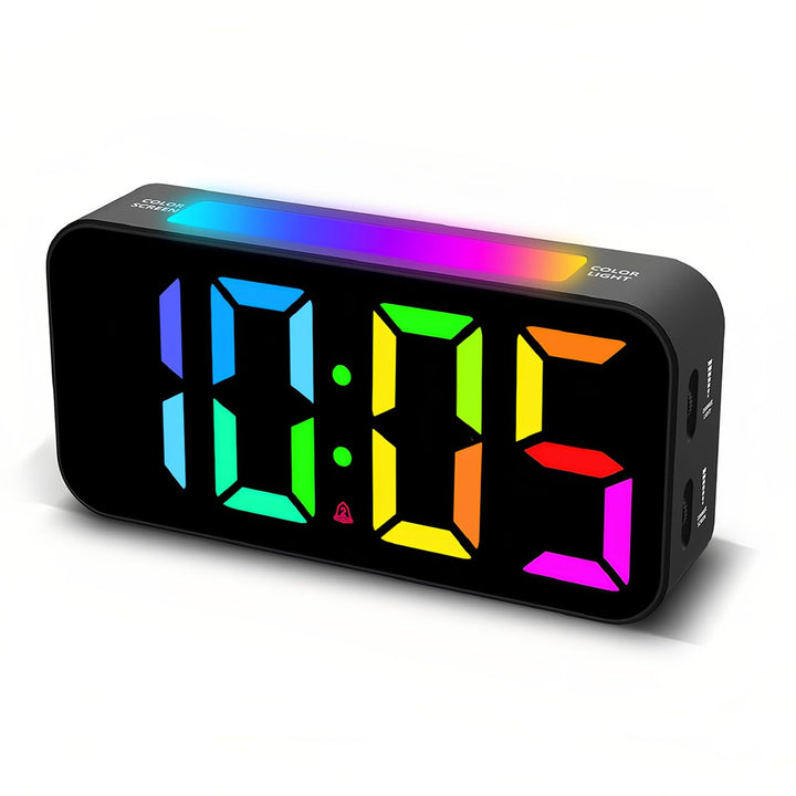 Digitaler Schlafzimmer Wecker mit Lautstärkeregler 12 24h Format einfarbiges Design RGB Grossdisplay