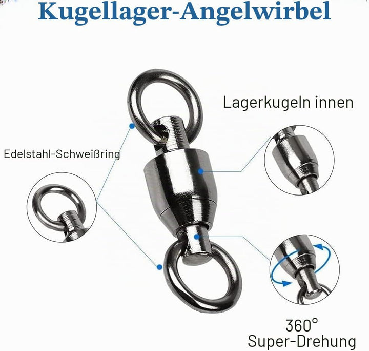 Ball Bearing Wirbel Geschweisst Ringe, Wallerwirbel Meereswirbel Salzwasserfest Spaltring Angelausrü