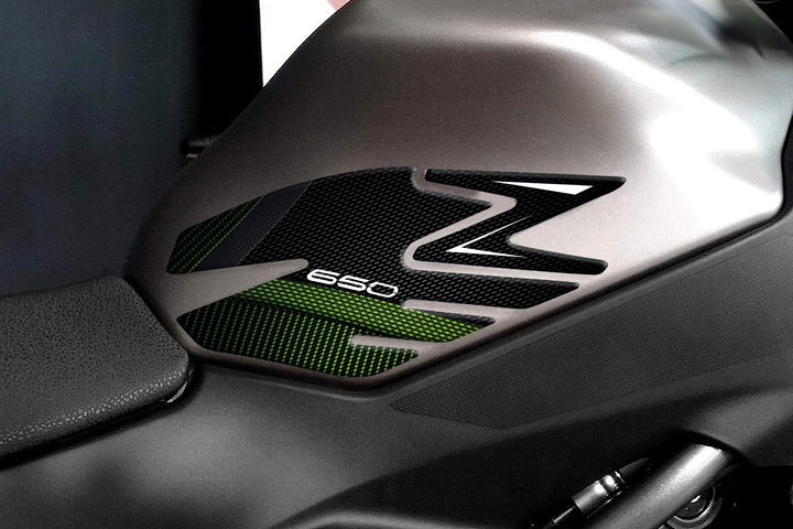 Harz-Aufkleber mit 3D-Effekt, für Motorrad, kompatibel mit Kawasaki Z650 (Metallic Spark Black, Seit
