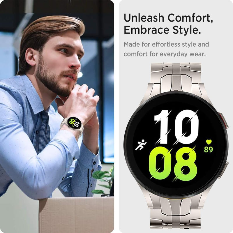 Miimall Kompatibel mit Samsung Galaxy Watch 6/5/4 Armband 40mm 44mm, Edelstahl Metall Doppelte Falts