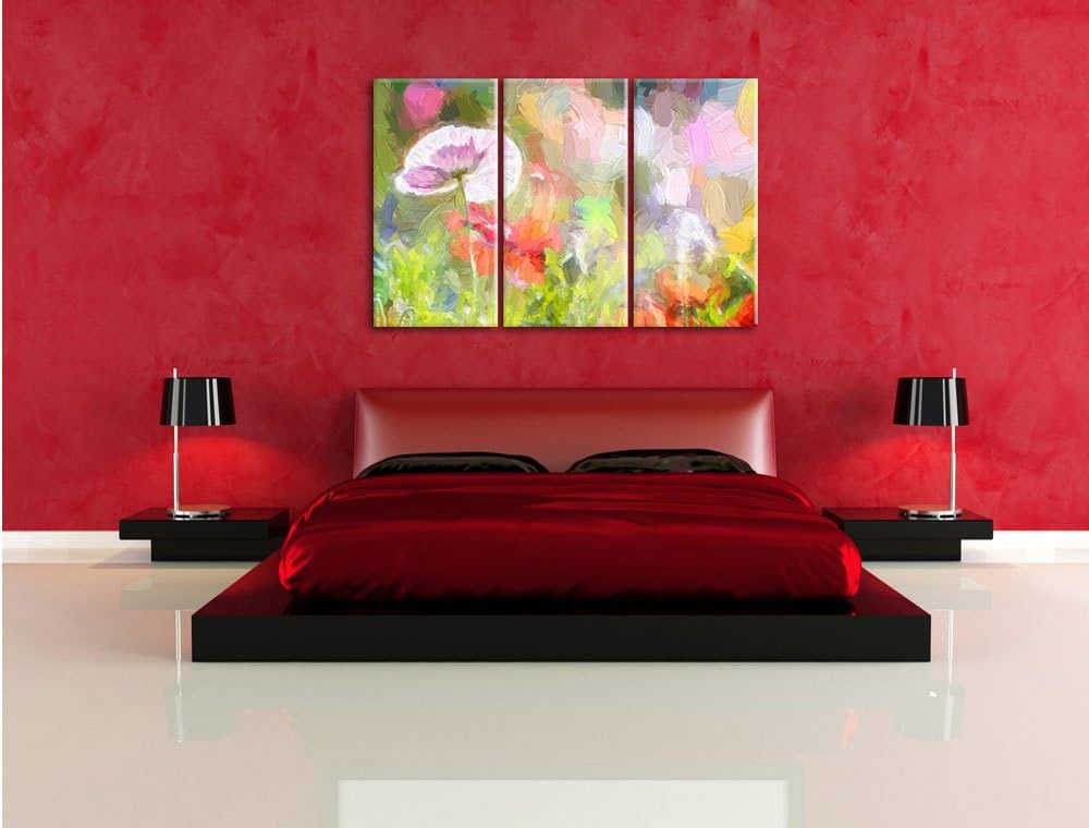 Pixxprint Kalifornischer Mohn im Frühling als Leinwandbild/Grösse: 3 Teilig (120x80 cm) cm/Wandbild/