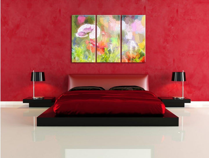 Pixxprint Kalifornischer Mohn im Frühling als Leinwandbild/Grösse: 3 Teilig (120x80 cm) cm/Wandbild/