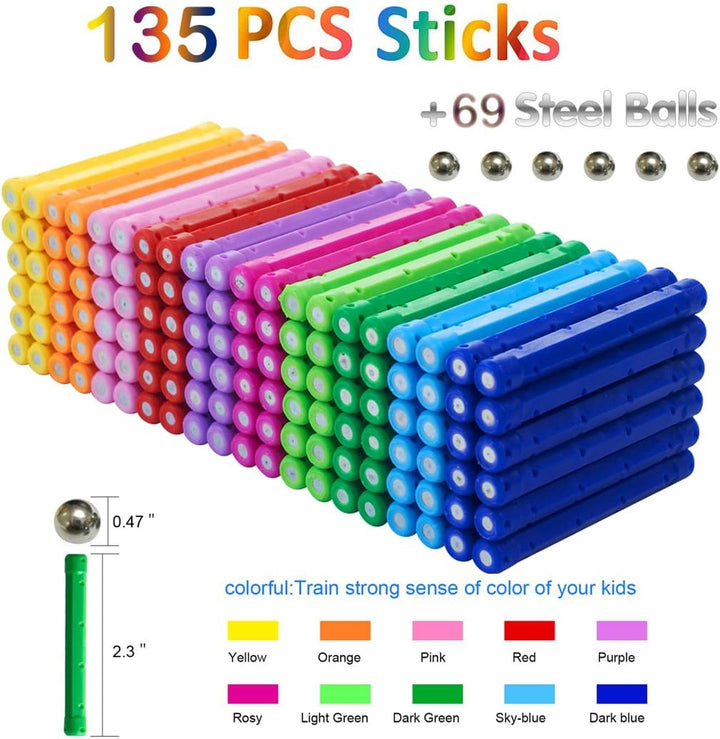 Beicarin 204 Stück Magnetische Bausteine, Spielzeug, Magnet Lernspielzeug, Magnetblöcke, Stapelspiel
