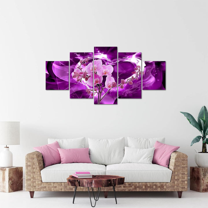Runa Art Bild Wohnzimmer Schlafzimmer Blumen Orchidee 5 Teilig Abstrakt Violett Lila Wandbilder auf