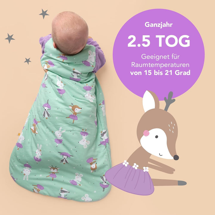schlummersack Ganzjahres Babyschlafsack in 2.5 OG mit abnehmbaren Ärmeln - OEKTO-Tex
