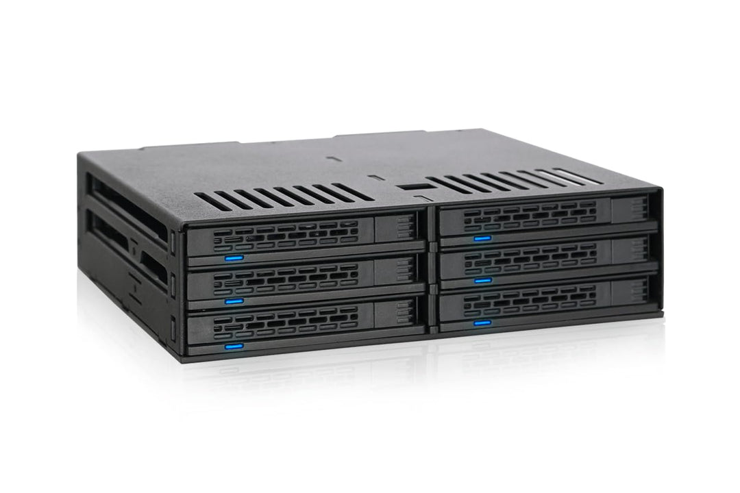 ICY DOCK 6X 2,5" SATA/SAS HDD/SSD Wechselrahmen mit schraubenlosen Trays in 5,25" Schacht - ExpressC