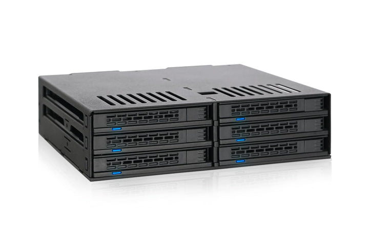 ICY DOCK 6X 2,5" SATA/SAS HDD/SSD Wechselrahmen mit schraubenlosen Trays in 5,25" Schacht - ExpressC