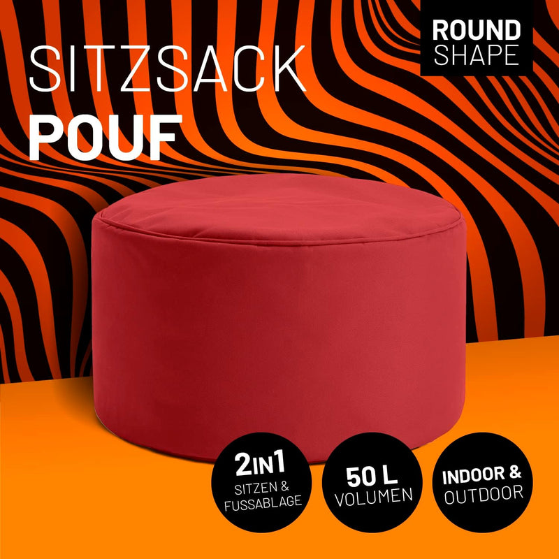 Lumaland Sitzsack Pouf (50 L) | Kompakter Sitzsack mit 3-in-1-Funktion: bequemer Hocker, praktisches