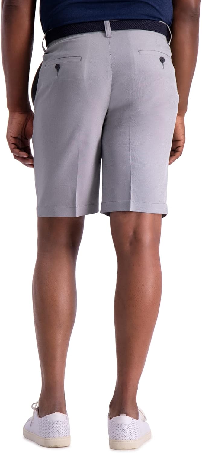 Haggar Men's Cool 18 Pro Stretch Solid Oxford Flat Front Short, 44 Dunkelgrau