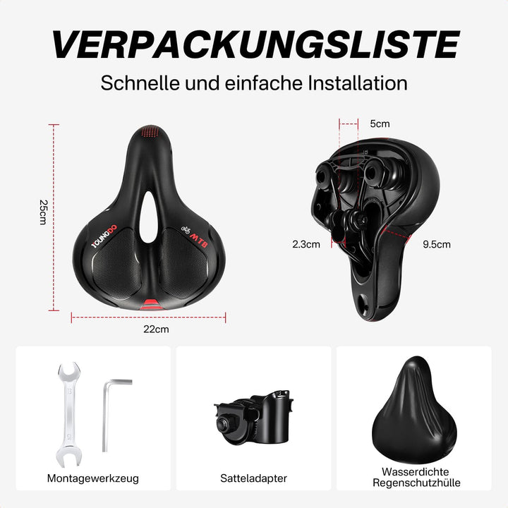 YOUNGDO Fahrradsattel, Gel Fahrradsitz, breiter, weicher, komfortabel atmungsaktiv stossdämpfend, Er
