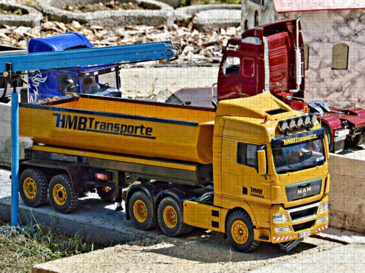 CALVENDO Puzzle Man LKW gelb 1000 Teile Lege-Grösse 64 x 48 cm Foto-Puzzle Bild von Günther Geiger