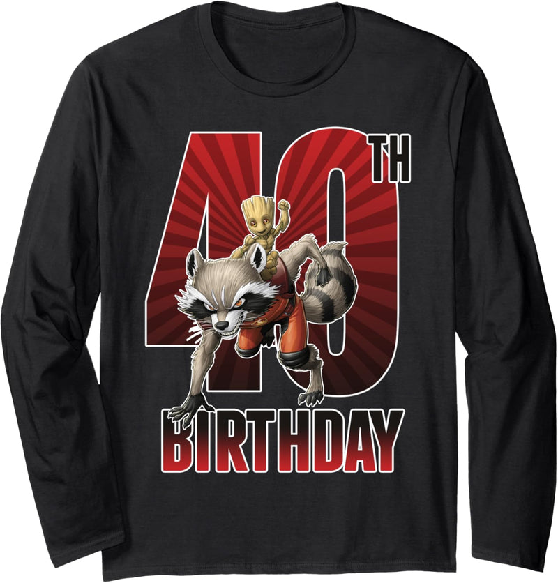 Marvel Guardians Of The Galaxy Rocket & Groot 40th Birthday Langarmshirt