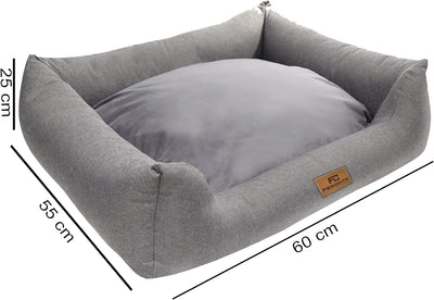 Ferocity Hundebett waschbares Hundesofa mit Rand und Wendekissen, Hundekissen aus Cordura und Samt,