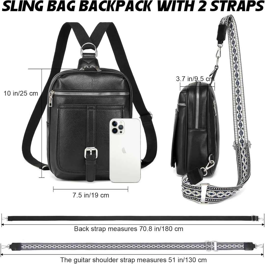 Travistar Brusttasche Sling Bag Damen Herren 2 in 1 Rucksack Damen Wickeltasche mit 2 Abnehmbare Sch