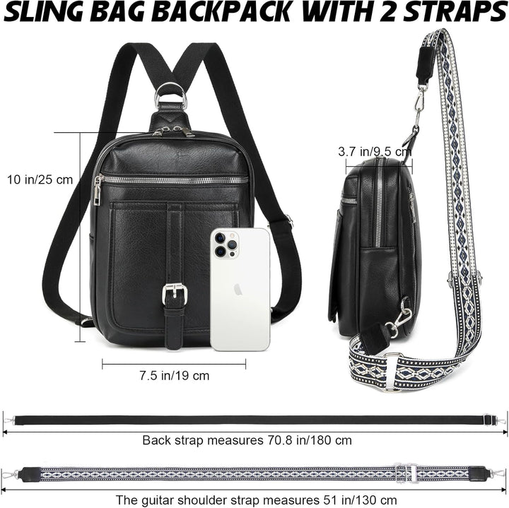 Travistar Brusttasche Sling Bag Damen Herren 2 in 1 Rucksack Damen Wickeltasche mit 2 Abnehmbare Sch