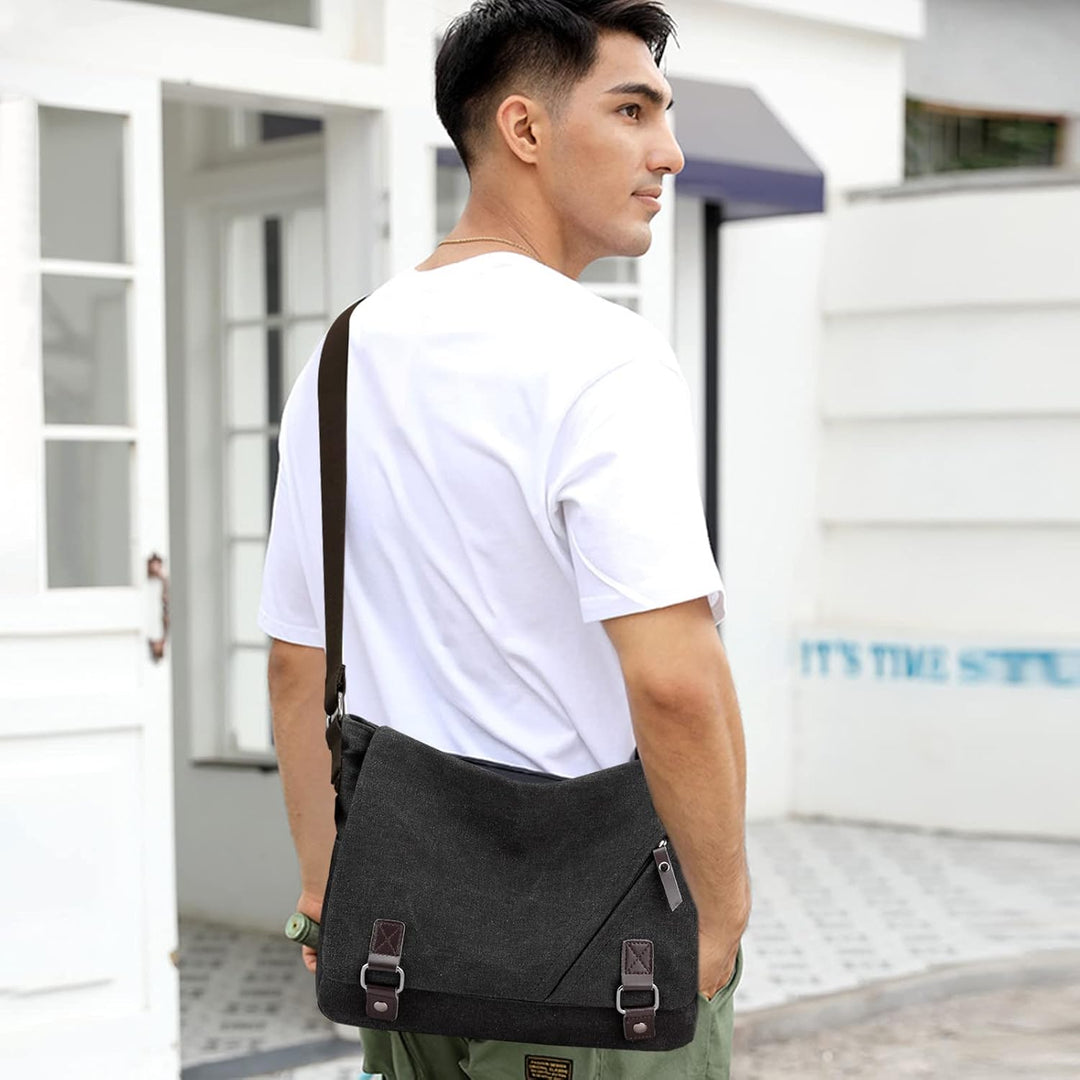 NICOLE & DORIS Umhängetasche Herren Damen Schultertasche Segeltuch Messenger Bag Arbeitstasche Lapto
