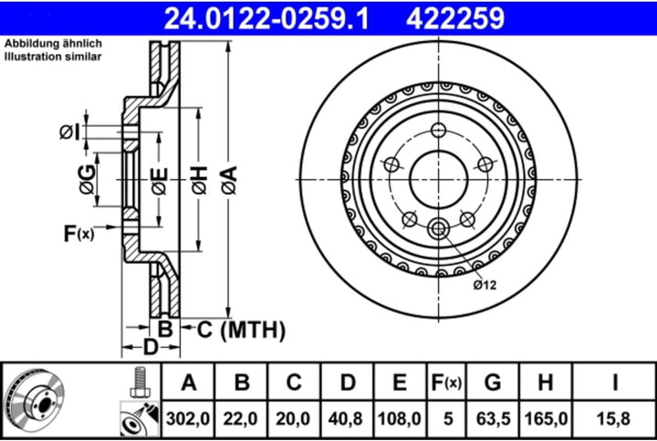 ATE 24.0122-0259.1 Bremsscheibe - (Paar)