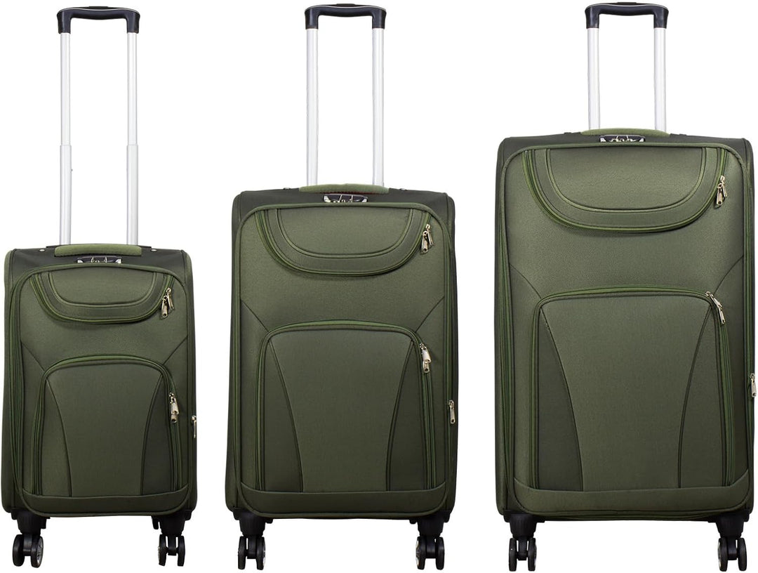 Trendyshop365 Weichgepäck Koffer-Set 3-teilig Maribor 4 Rollen Zahlenschloss Grün Kofferset 3 teilig
