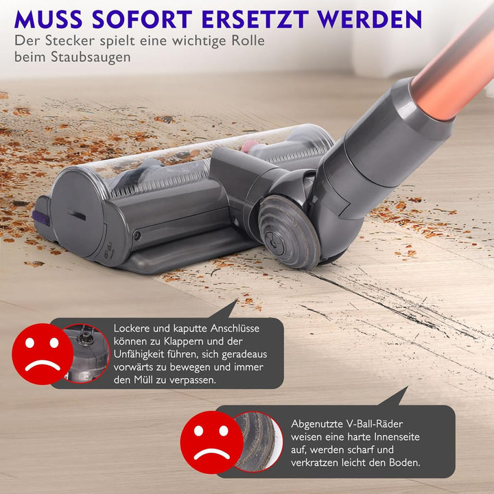 Ersatz-Ballrad + Staubsaugerkopfanschluss für Dyson V10 V11 V15 Ersatzteile, 100W High Torque Staubs