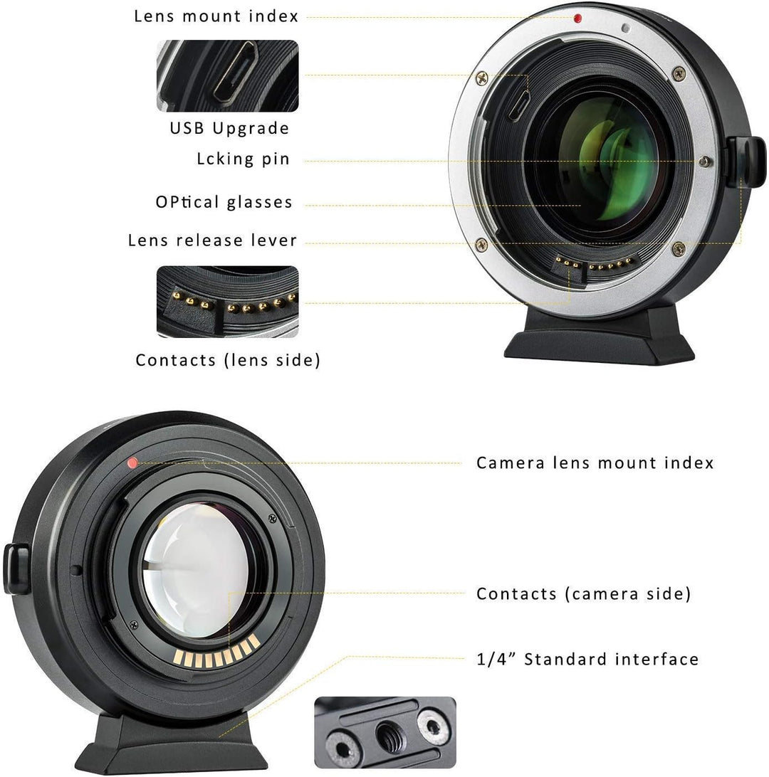EF-EOS M2 Autofokus Objektiv-Adapter 0.71x Speed-Booster für Canon EF-Objektiv zu Canon EOS-M (EF-M