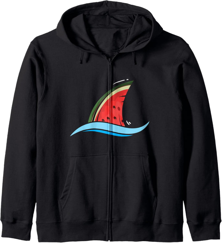 Kawaii Wassermelone Haiflosse Lustige Sommerurlaub Kapuzenjacke