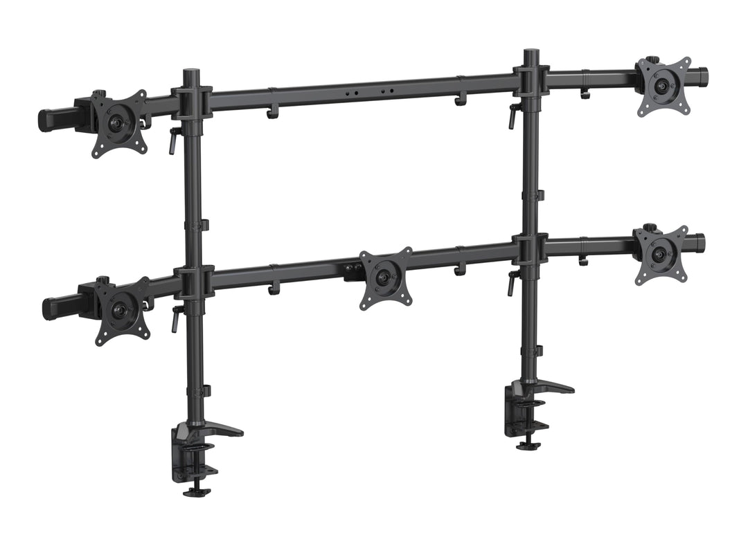 HFTEK Monitorhalterung für 5 Monitore: Oben 27–32" (bis 8 kg/Arm), unten 15–27" (Mitte bis 12 kg). H