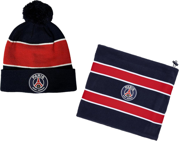 PARIS SAINT-GERMAIN Set Mütze + Halswärmer Fleece PSG – Offizielle Kollektion, blau, Einheitsgrösse