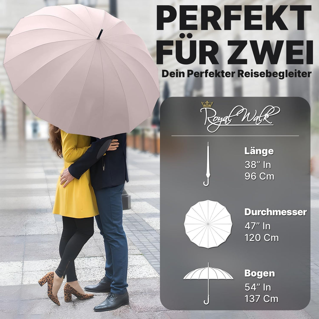 Royal Walk Gross XXL 54 inch Automatik Reise Golf Regenschirm für Damen und Herren Sturmfest Windsic