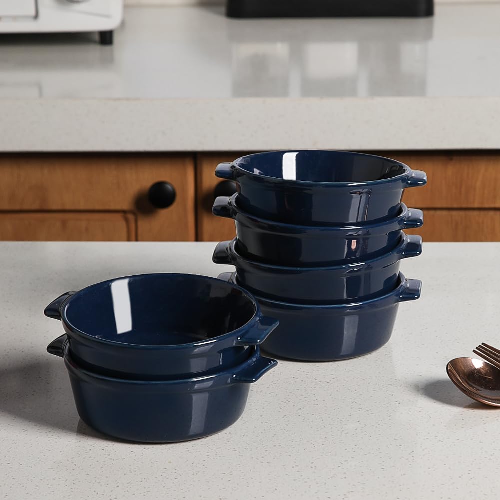 Sweejar Home Keramik-Souffle-Schalen, runder Griff, 295 ml für Pudding, Creme Brulee, Souffle – Set