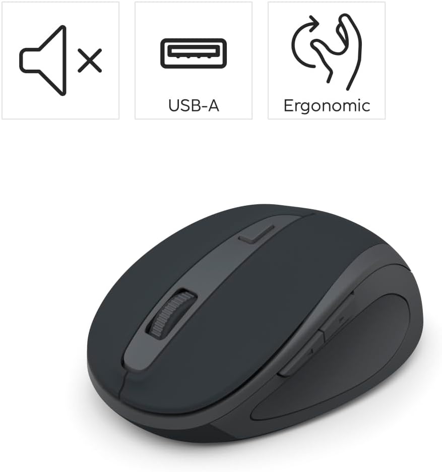 Hama Maus kabellos (optische Funkmaus ohne Klickgeräusch, ergonomisches Design, 6 Tasten, mit Browse