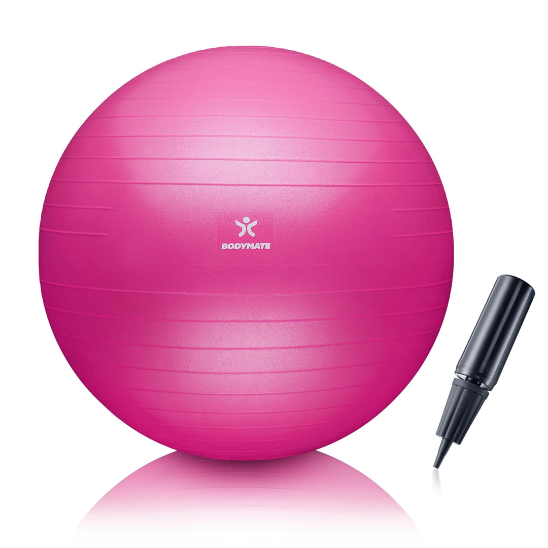 BODYMATE Gymnastikball Sitzball Trainingsball mit GRATIS E-Book inkl. Luft-Pumpe, Ball für Fitness,
