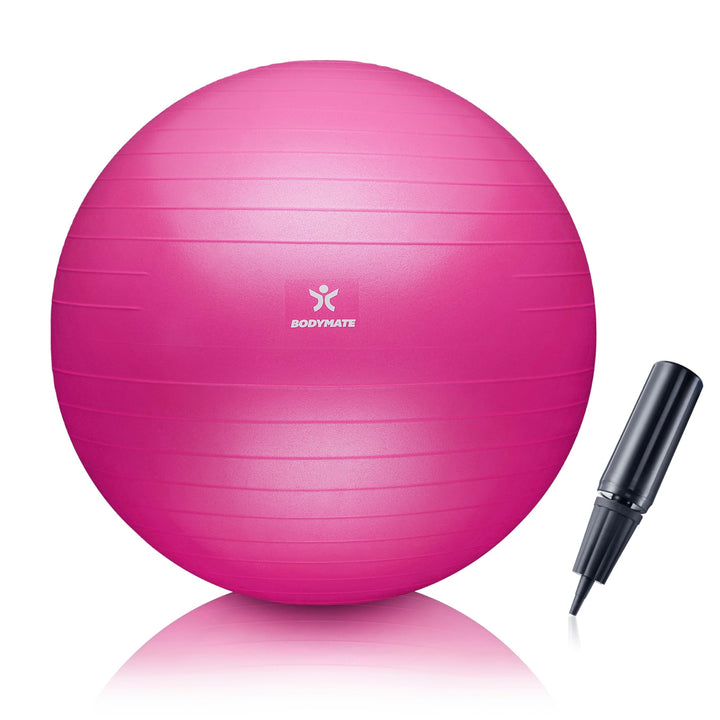 BODYMATE Gymnastikball Sitzball Trainingsball mit GRATIS E-Book inkl. Luft-Pumpe, Ball für Fitness,