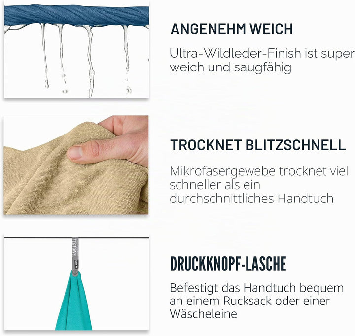 Sea to Summit - Tek Towel Reisehandtuch - Badetuch - Weiches Frottee - Saugfähig &amp; Schnelltrocknend