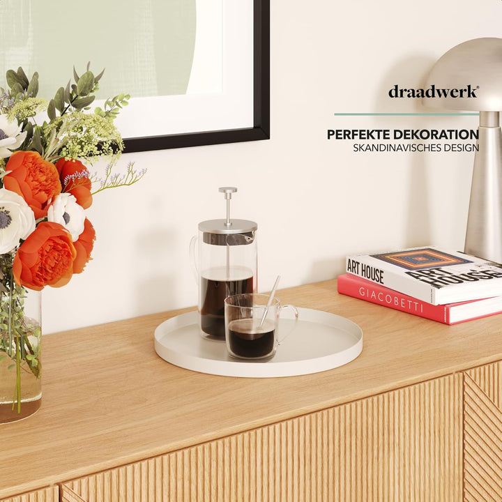 draadwerk® Deko Tablett Creme Ø 30 cm | Serviertablett aus Metall | Dekoteller rund | Home & Living