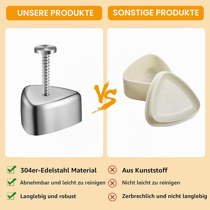 2 Stück Onigiri Form Sushi Maker Sushi Form Mold Edelstahl Dreieck Reisbällchen Maker Reisform DIY W
