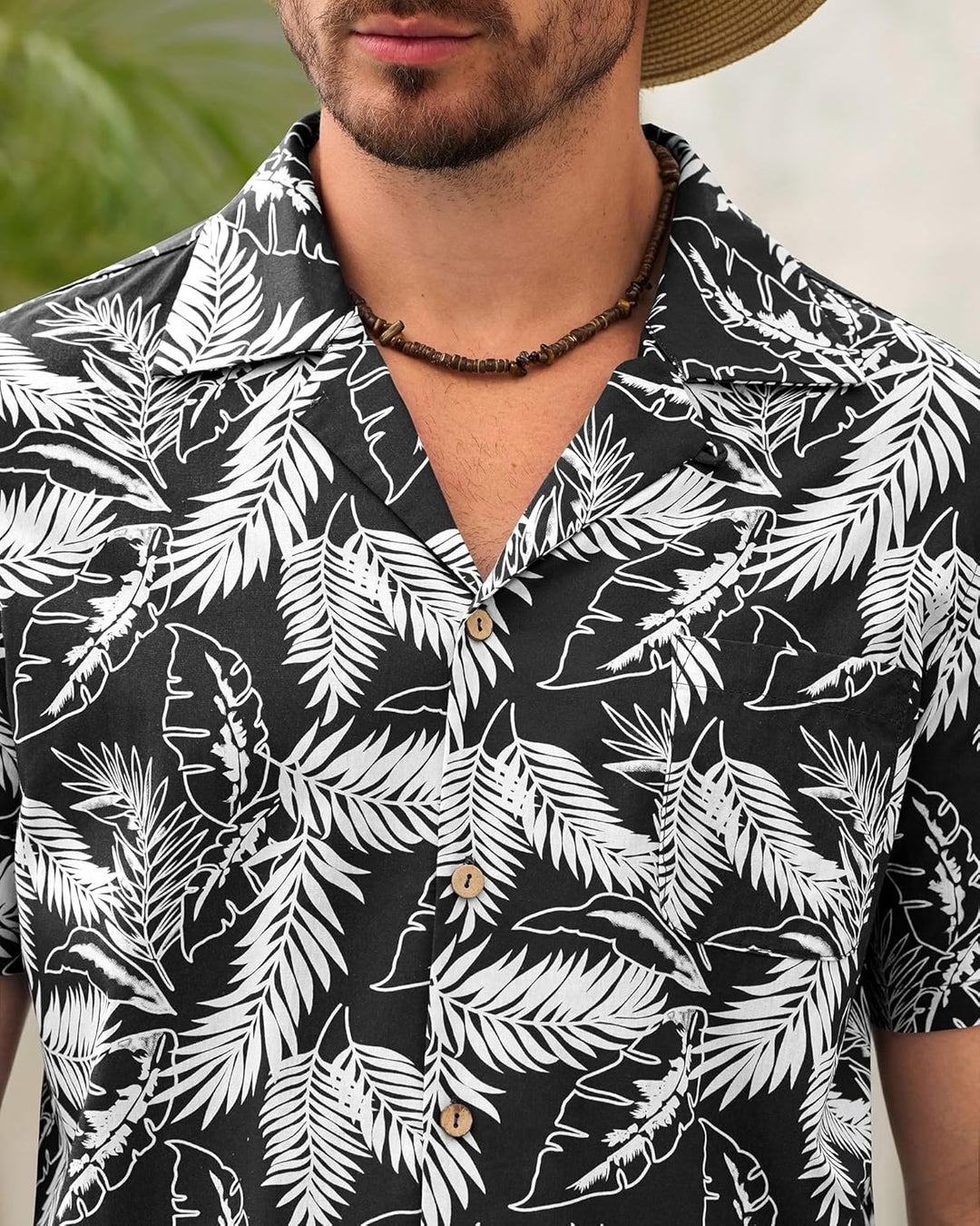 Beotyshow Herren Hawaiihemd Freizeit Hemd Kurzarm Baumwolle Blumen Shirt Urlaub Sommer Strand Hemd R