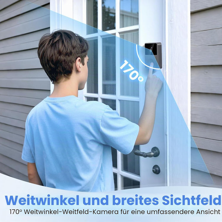 Türklingel mit Kamera und Monitor, 1080P HD, IP65 Wasserdicht, 4,3 Zoll Bildschirm, 170° Weitwinkel,