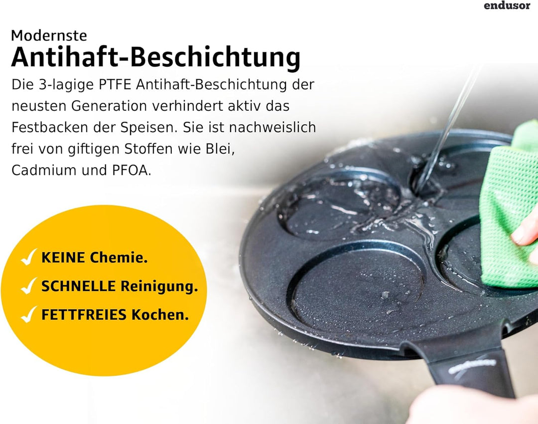 endusor Pancake Pfanne Spiegeleipfanne - Ø26cm mit [PowerShield]-Beschichtung | Induktion Ceran Gas