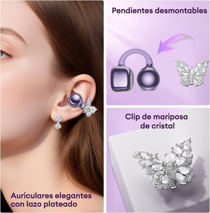 Schmuck Ohrringe Clip On Kopfhörer Mit Touchscreen,Open Ear Kopfhörer Kabellos Bluetooth 5.4,Kabello