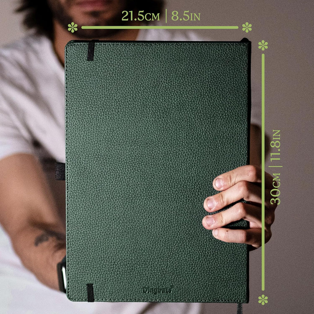 Dingbats - Wildtiere Blanko Extra Grosses Notizbuch, Grüner Hirsch, A4 - Hardcover Notizbuch - Perfo