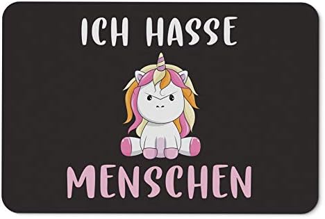 Tassenbrennerei Einhorn Fussmatte innen - Ich Hasse Menschen - Türmatte mit Spruch lustig - waschbar