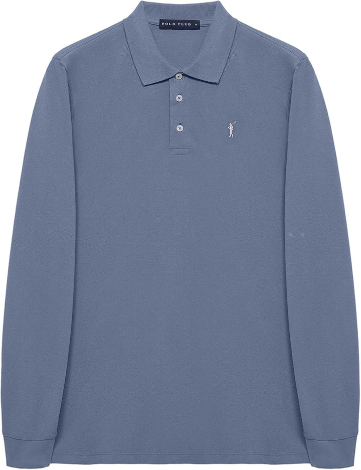 Polo Club Herren Poloshirt Kurzarm Regular Fit Baumwolle Männer Polohemd Longsleeve, Blau Denim