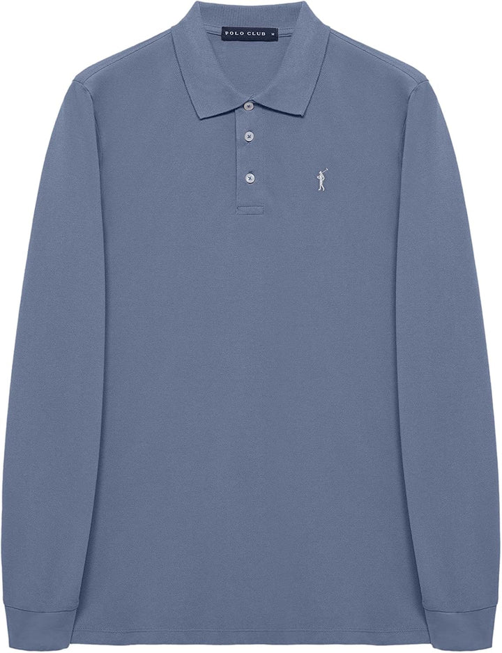 Polo Club Herren Poloshirt Kurzarm Regular Fit Baumwolle Männer Polohemd Longsleeve, Blau Denim