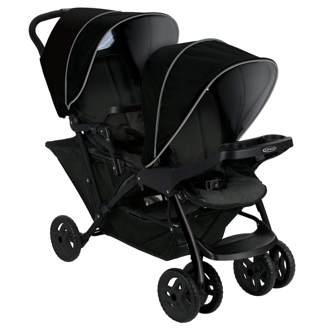 Graco Stadium Duo Geschwisterwagen, Zwillingswagen, 0-15 kg, grosser Staukorb, inkl. Snacktabletts,
