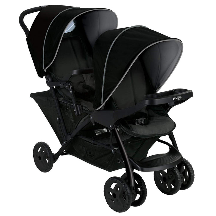 Graco Stadium Duo Geschwisterwagen, Zwillingswagen, 0-15 kg, grosser Staukorb, inkl. Snacktabletts,